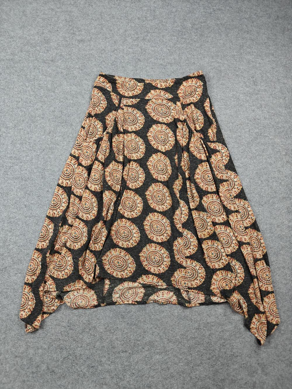 Free People Skirt Womens Small Black A-Line Long Geometric Pleated Lined
